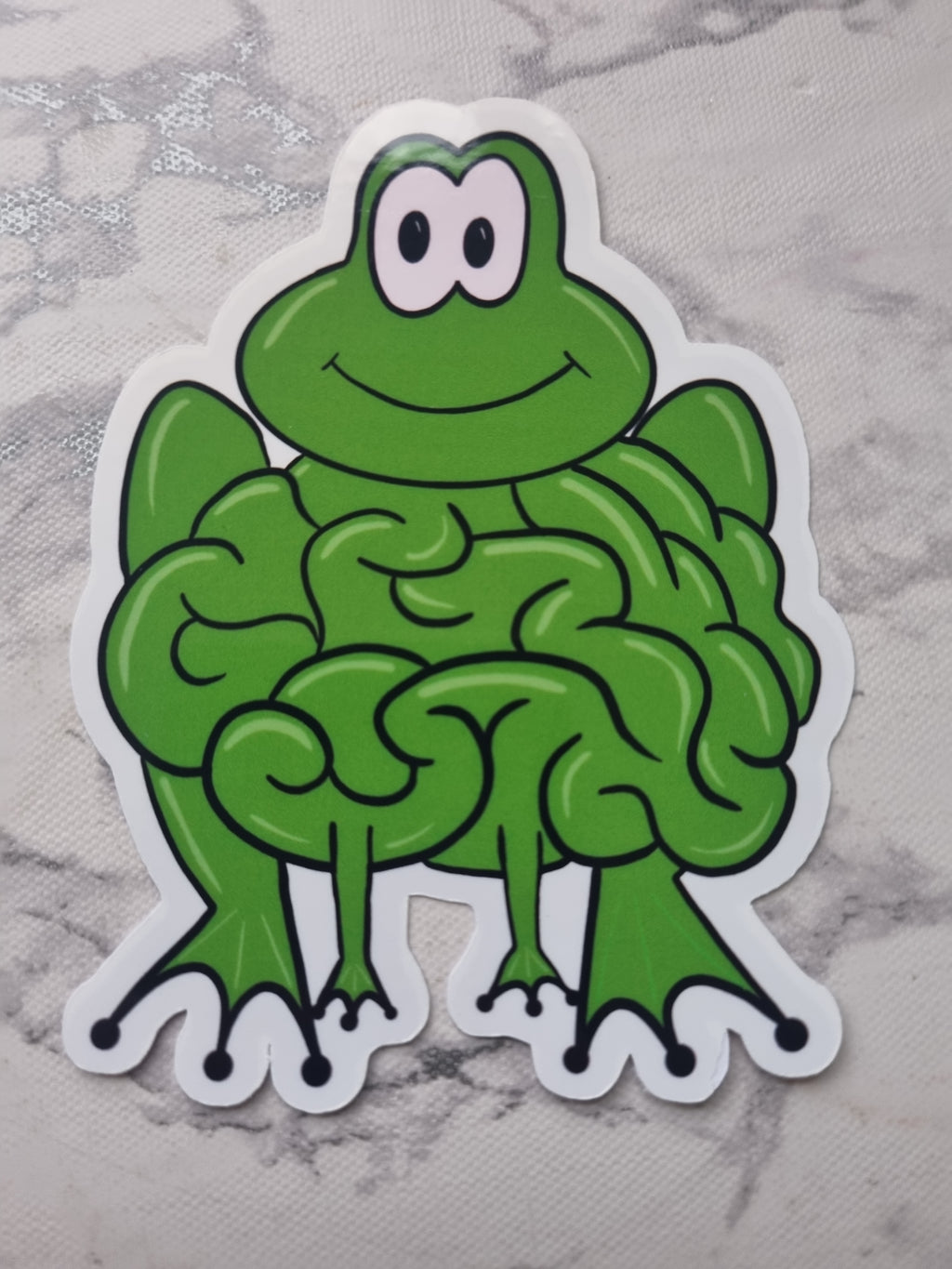 Brain Frog Glossy Sticker